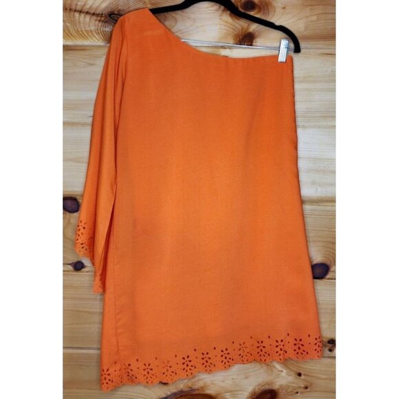 KARLIE WOMEN'S ONE SHOULDER SHORT DRESS ORANGE - Picture 8 of 11